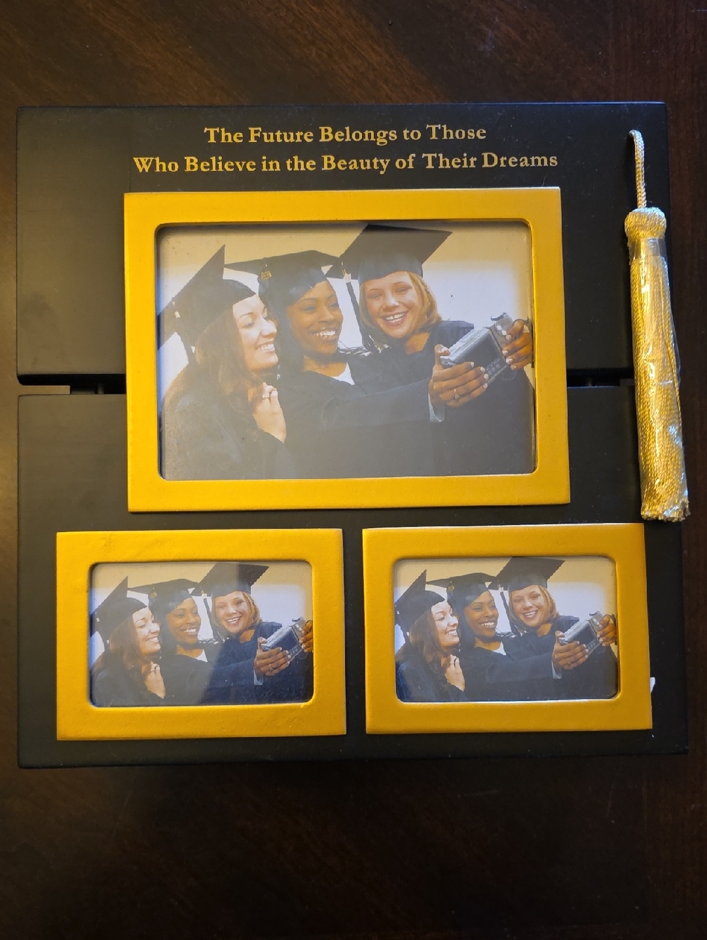 Jordan Mark  Gold Accent Graduation Multi-Photo Frame Storage Box with Tassel